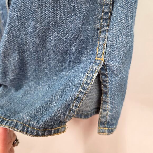 VTG Denim Short Sleeve Top Liz Claiborne Lizwear Blue Button Front Baby Doll 6 - Picture 4 of 5